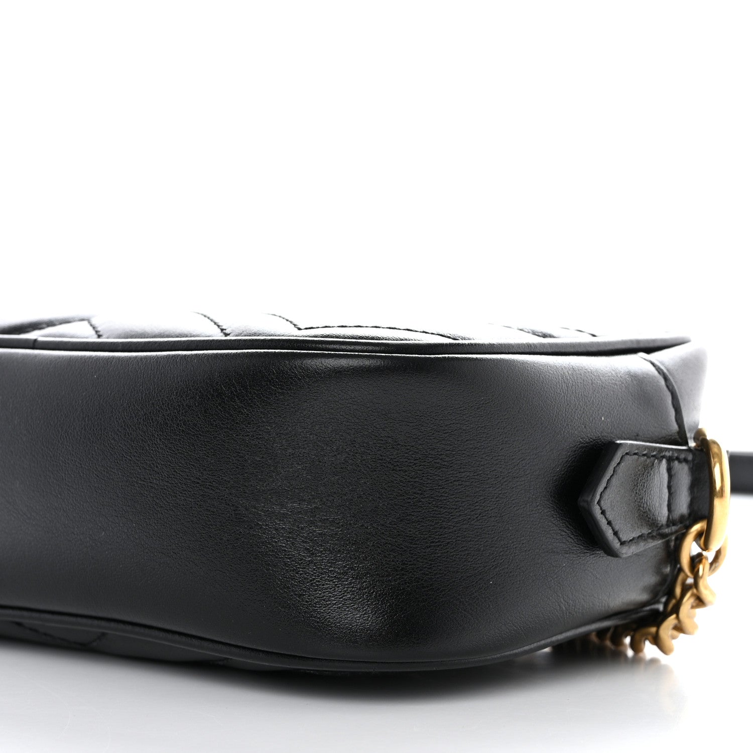 Gucci Calfskin Matelasse Mini GG Marmont Chain Shoulder Bag Black 10 of 11