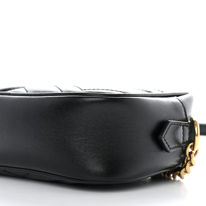 Gucci Calfskin Matelasse Mini GG Marmont Chain Shoulder Bag Black 10 of 11