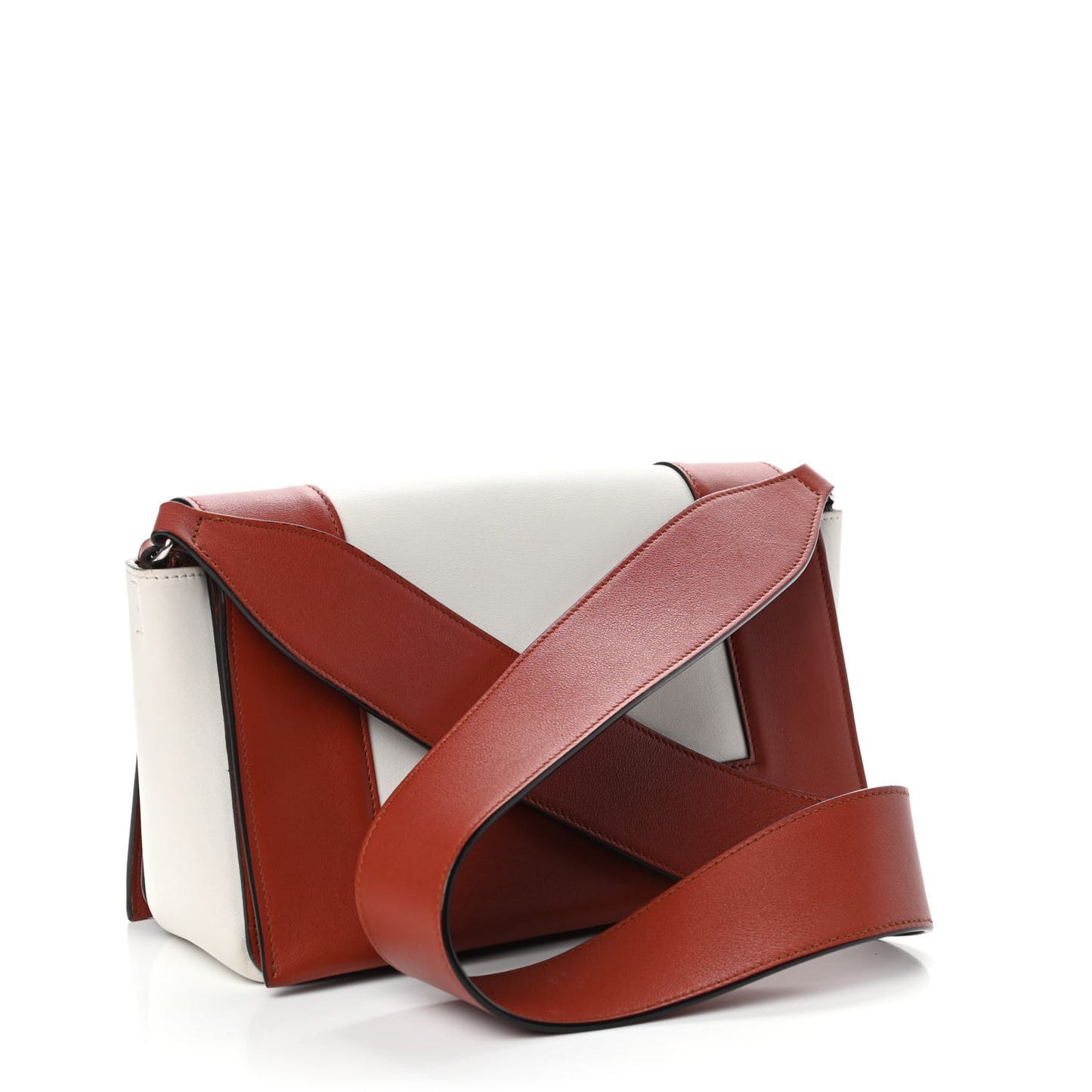 Shiny Smooth Calfskin Medium Frame Shoulder Bag Maple White