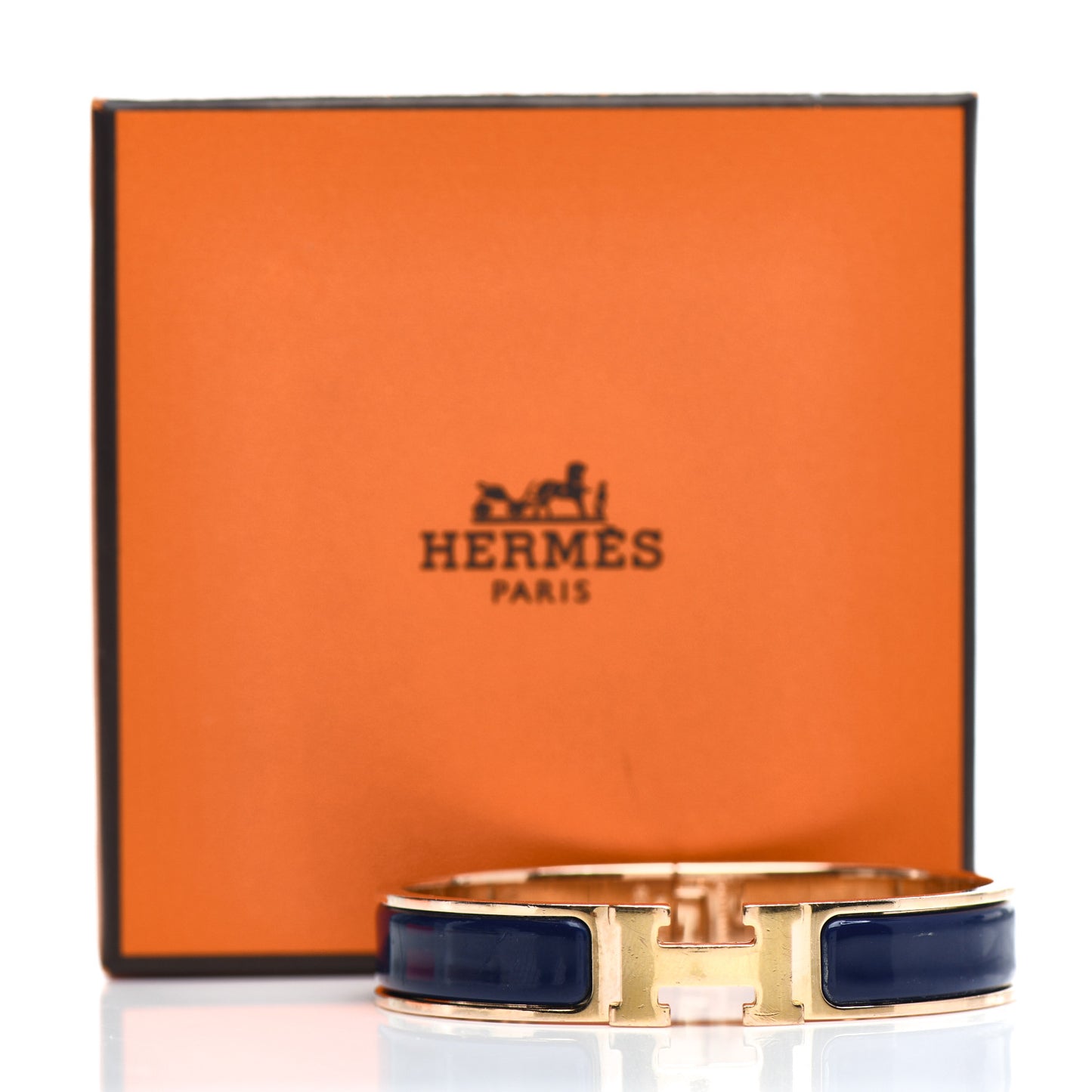 Narrow Enamel Clic Clac H Bracelet GM Bleu Biarritz