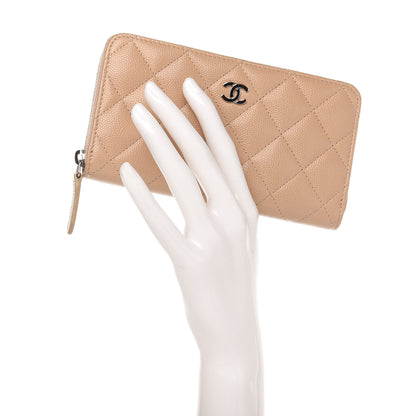 Chanel Caviar Quilted Medium Zip Around Wallet Beige 2 of 13