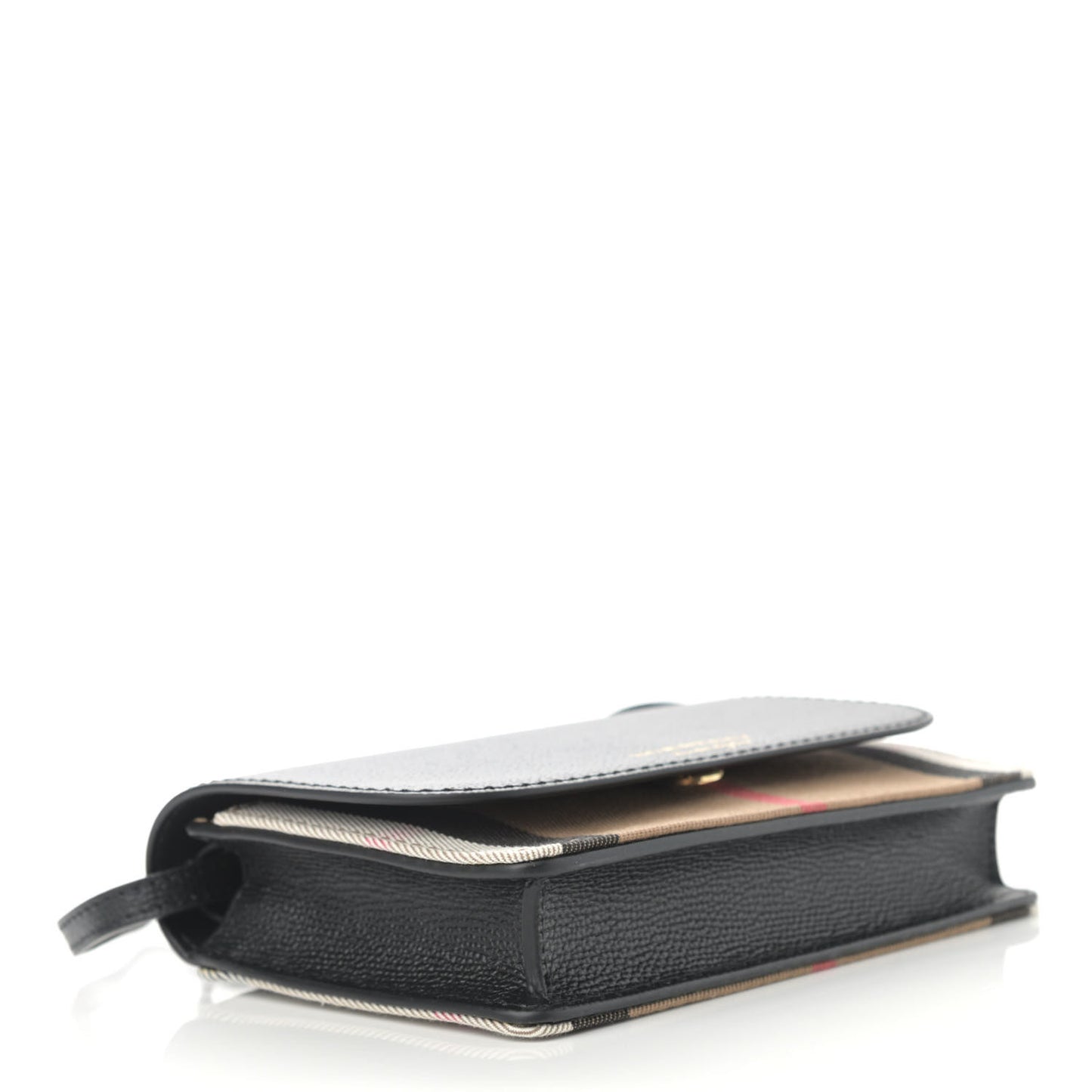 Grained Calfskin House Check Tartan Mix Hampshire Wallet On Chain Black