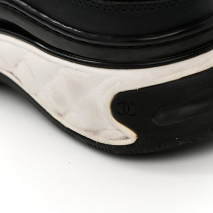 Chanel Fabric Calfskin Suede CC Sneakers 37.5 Black 10 of 16