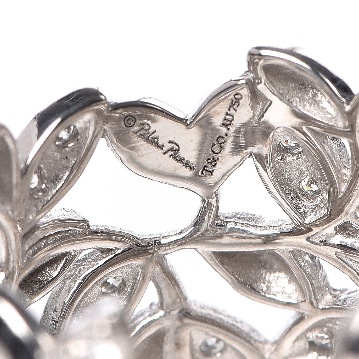 Tiffany 18K White Gold Diamond Paloma Picasso Olive Leaf Band Ring 51 5.75 4 of 5