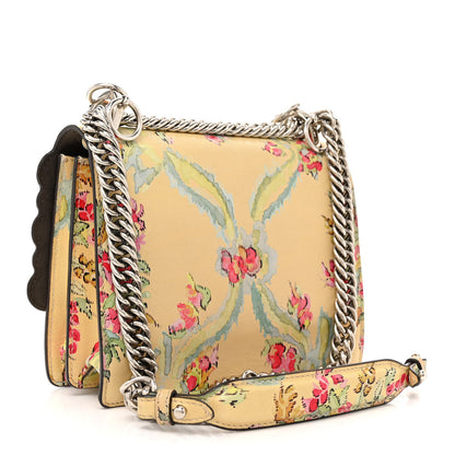 Fendi Vitello Marie Antoinette Print Scalloped Mix Studded Small Kan I Shoulder Bag Panna Multicolor 3 of 15