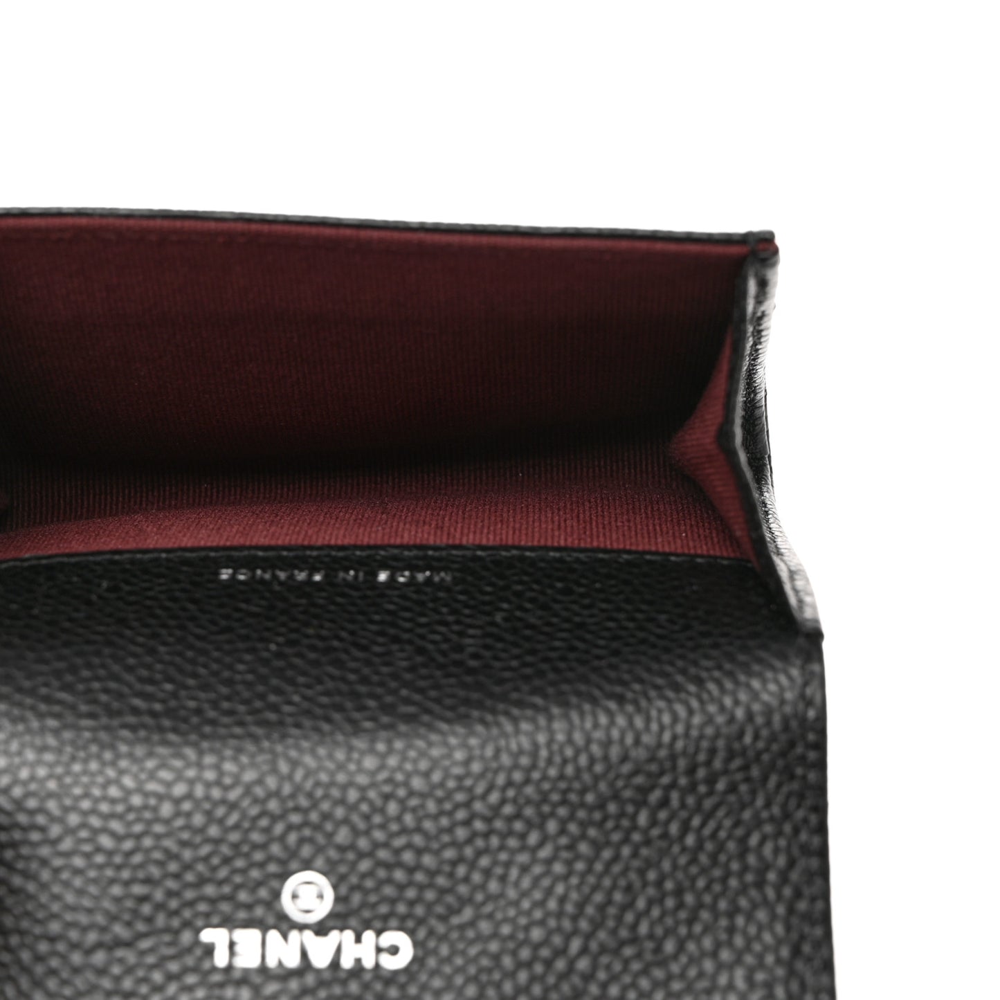 Caviar Quilted Flap Card Holder Wallet Black