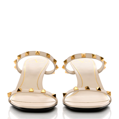 Valentino Garavani Calfskin Rockstud 50mm Slide Sandals 38 Ivory 2 of 8