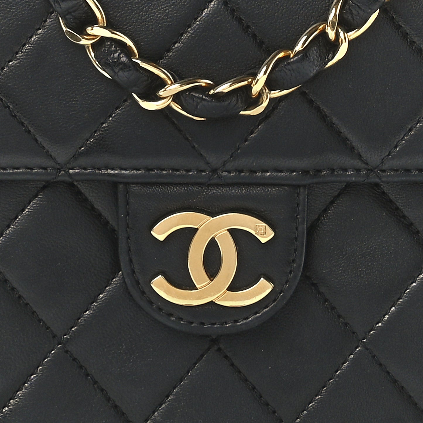 Lambskin Quilted Small Single Flap Black