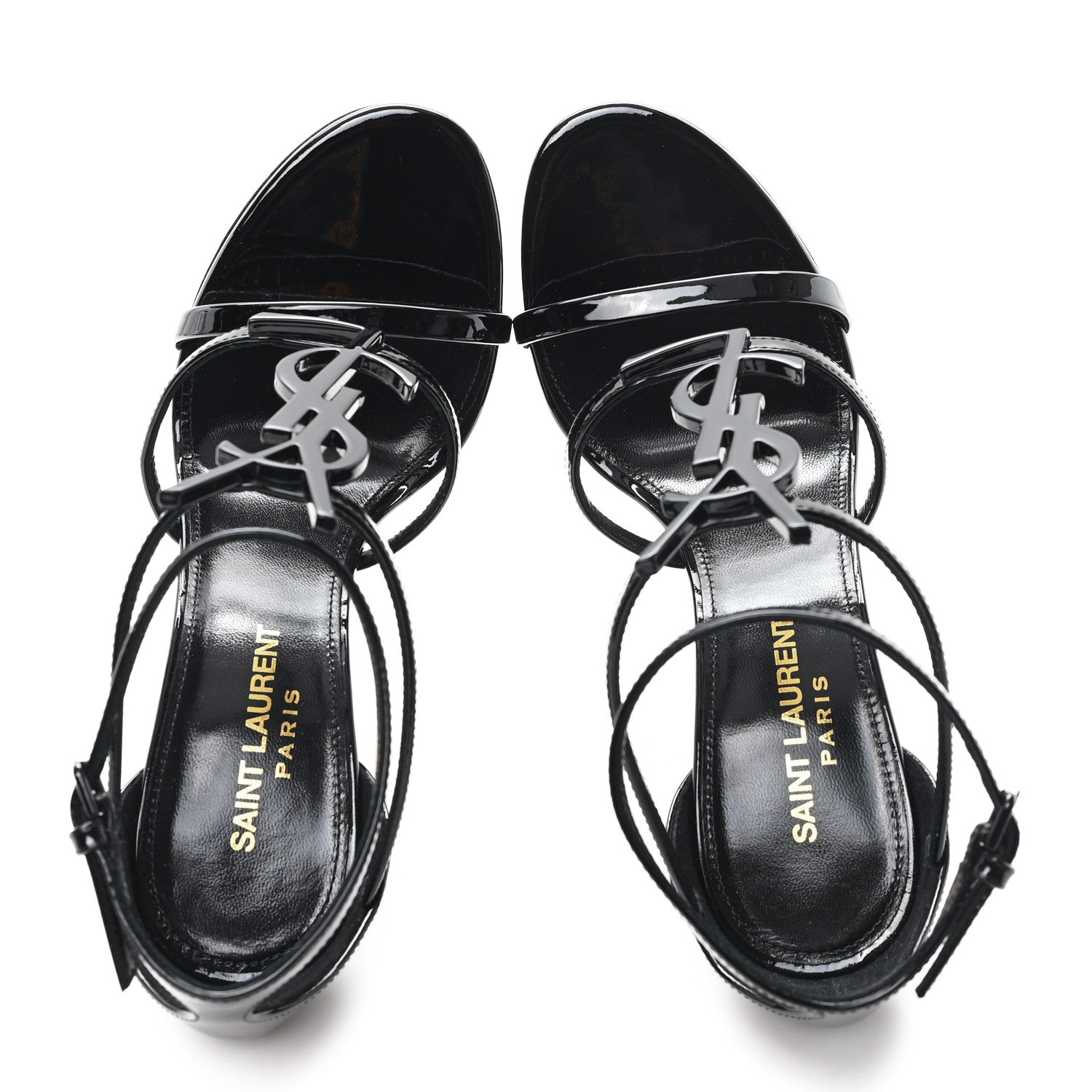 Saint Laurent Vernice Chiffon Cassandra 100 Sandals 36.5 Black 2 of 10