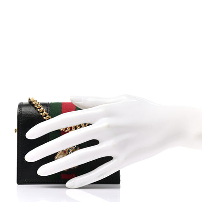 Gucci Calfskin Web Rajah Chain Card Case Wallet Black 2 of 7