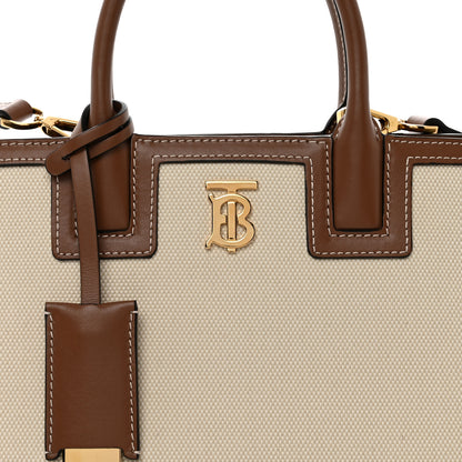 Burberry Canvas Smooth Calfskin Mini Frances Tote Natural Malt Brown 6 of 9