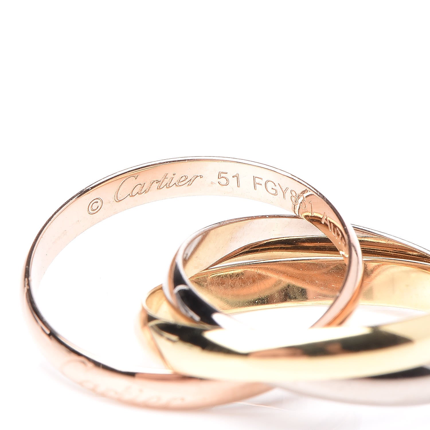 Cartier 18K Pink Yellow White Gold Small Trinity Ring 51 5.75 4 of 7