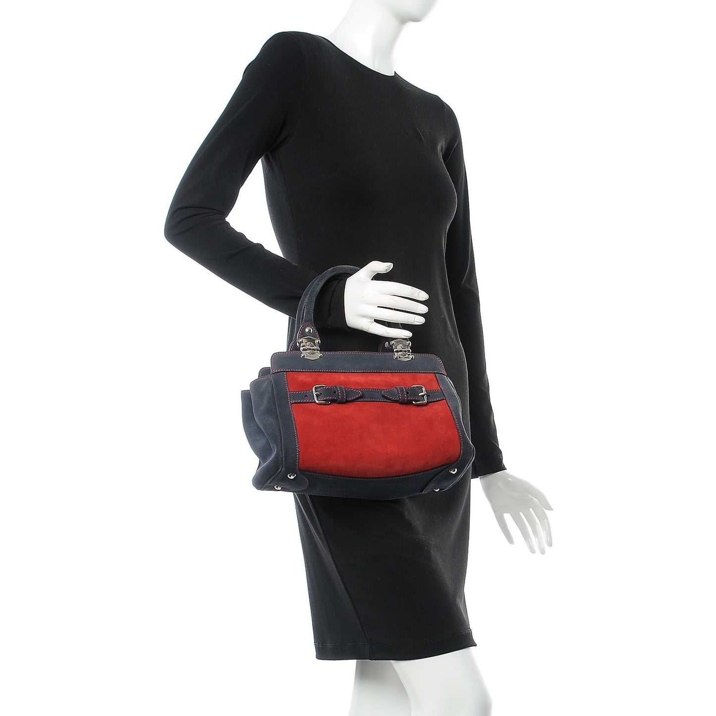 Suede Tote Red Blue