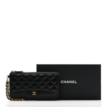 Chanel Lambskin Quilted Classic Pouch With Handle Black 11 of 11