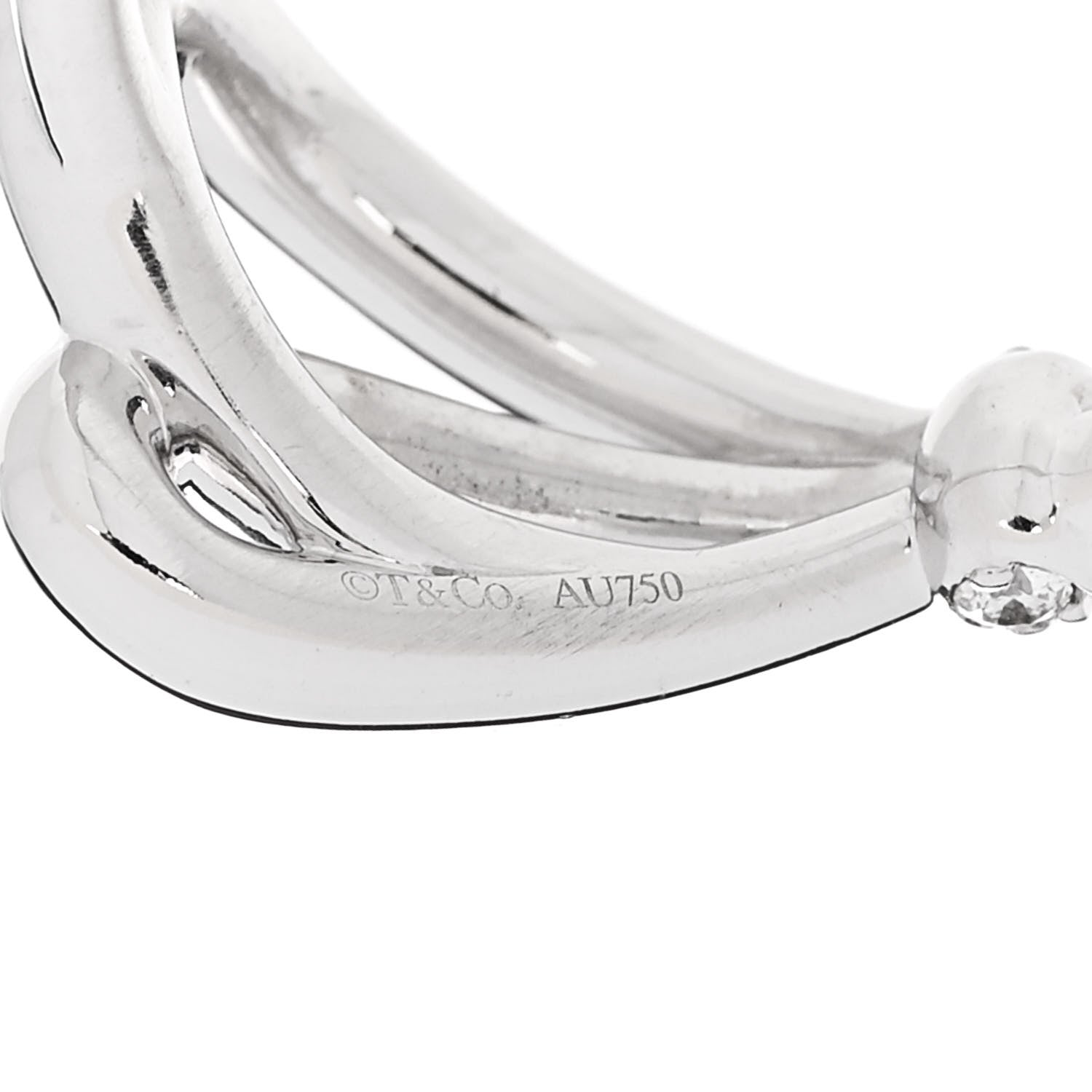 Tiffany 18K White Gold Diamond Bow Ring 49 5 4 of 5
