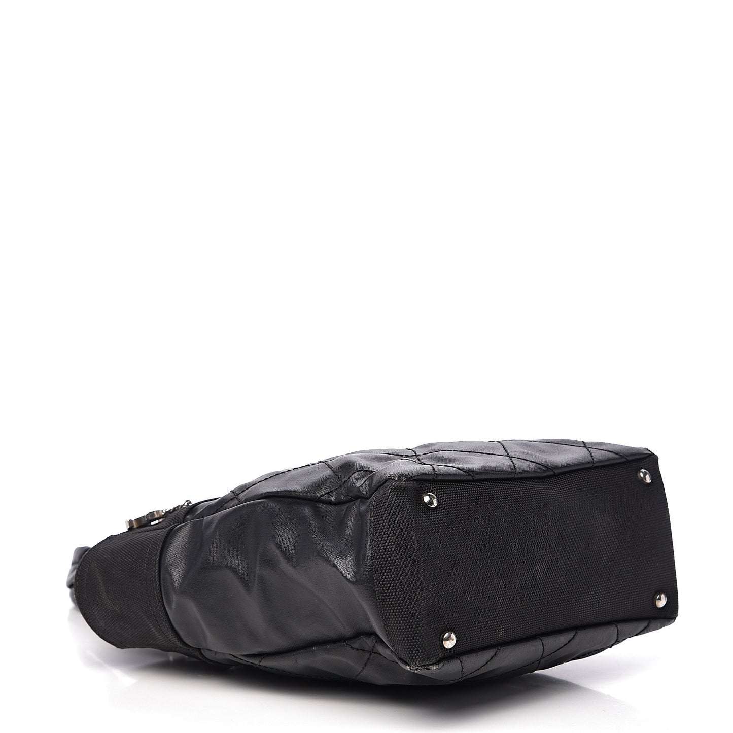 Coated Canvas Quilted Small Paris Biarritz Tote Black