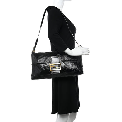 Fendi Vitello Naplak Large Convertible Baguette Black 2 of 14