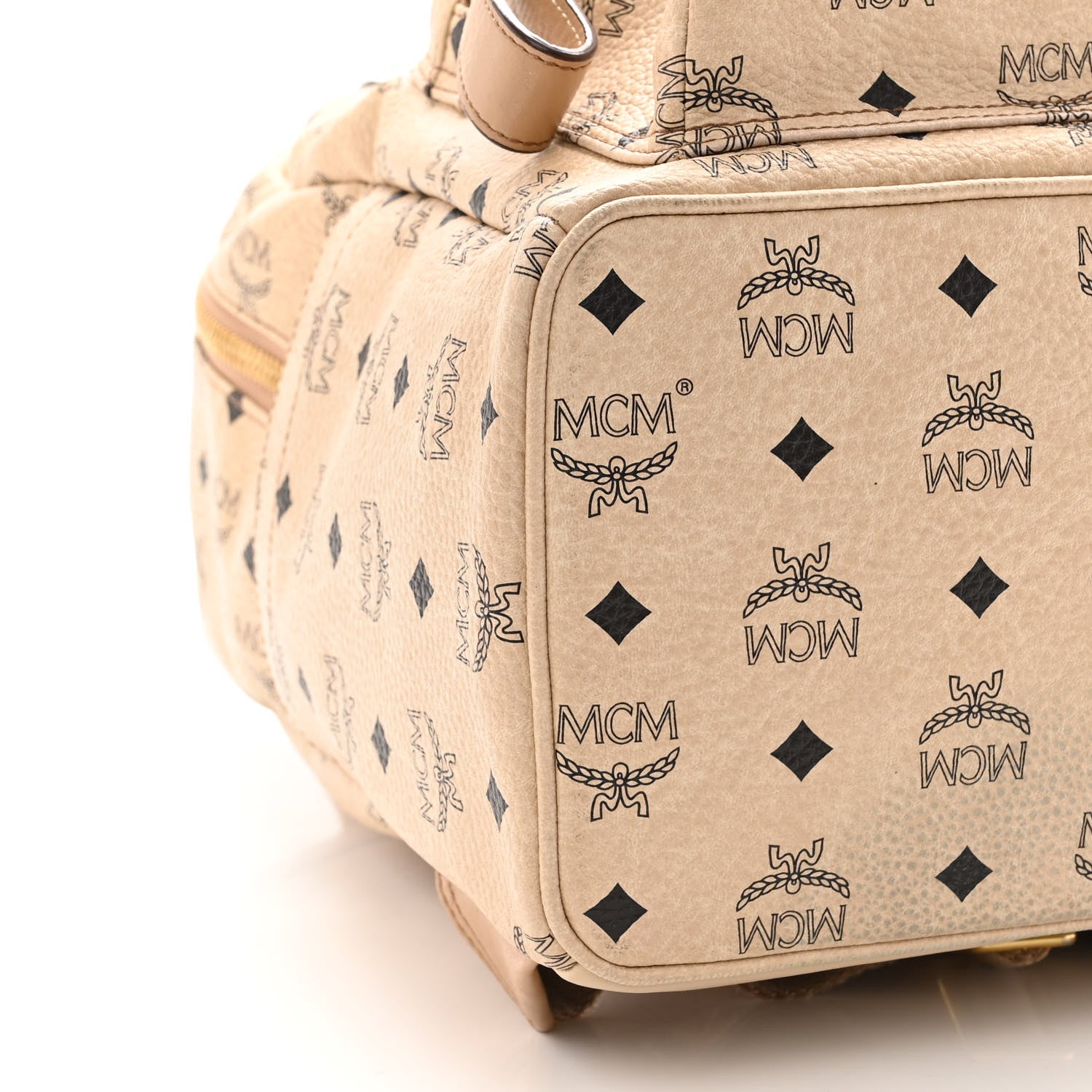 MCM Visetos Medium Sprinkle Stud Stark Backpack Beige 8 of 9
