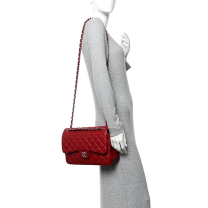 Chanel Caviar Quilted Jumbo Double Flap Dark Red 2 of 13