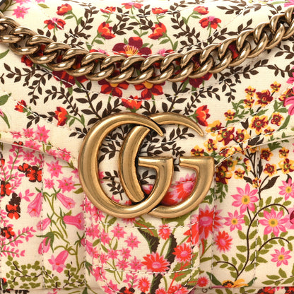 Gucci Cotton Calfskin Matelasse Floral Print Small GG Marmont Shoulder Bag Ivory Pink 8 of 10