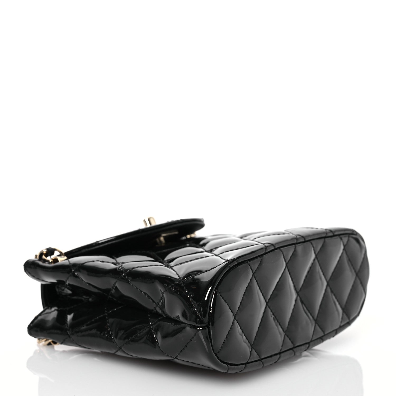 Chanel Patent Quilted Shiny Coco Small Flap Hobo Black 4 of 11