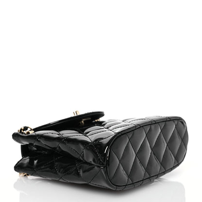 Chanel Patent Quilted Shiny Coco Small Flap Hobo Black 4 of 11