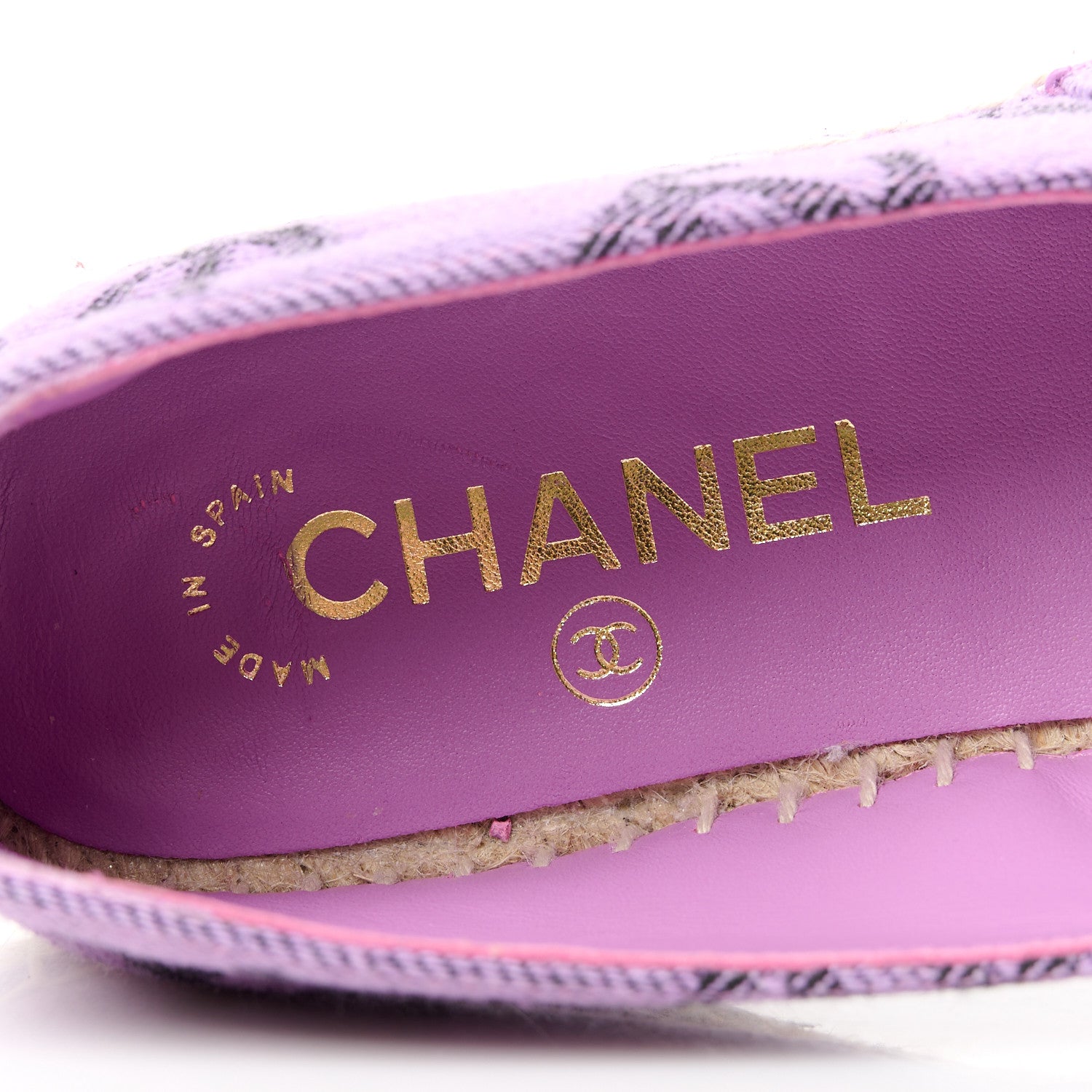 Chanel Cotton Jacquard Grosgrain CC Print Espadrilles 36 Purple Black 9 of 11