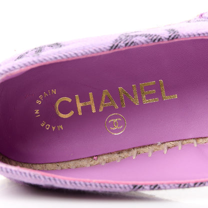 Chanel Cotton Jacquard Grosgrain CC Print Espadrilles 36 Purple Black 9 of 11
