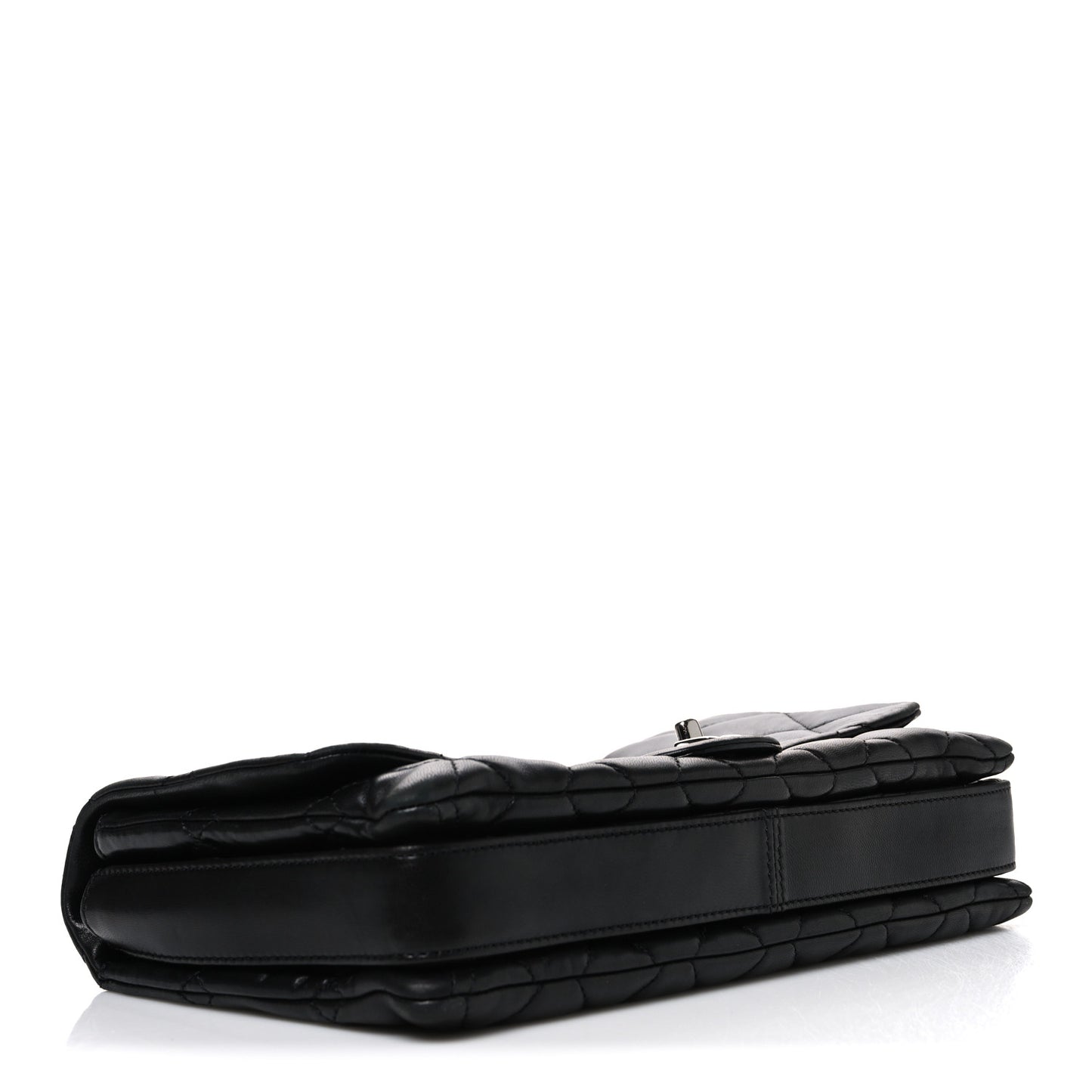 Lambskin Quilted Jumbo 3 Flap Black