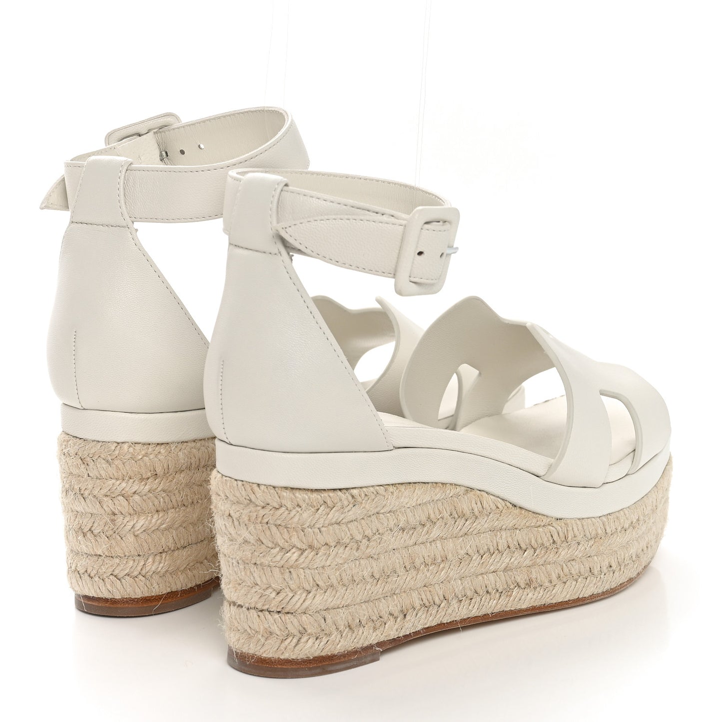 Goatskin Elda Espadrille Wedge Sandals 36 White