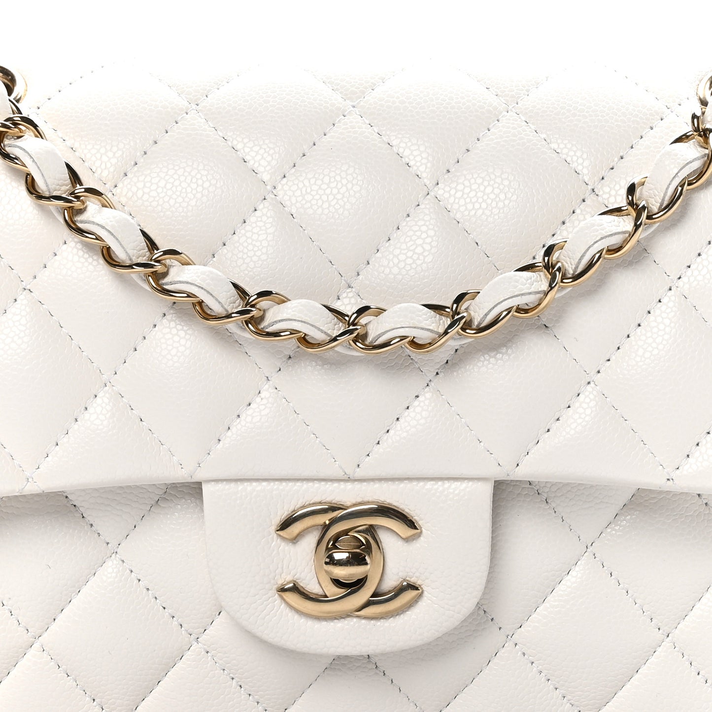Caviar Quilted Small Double Flap White