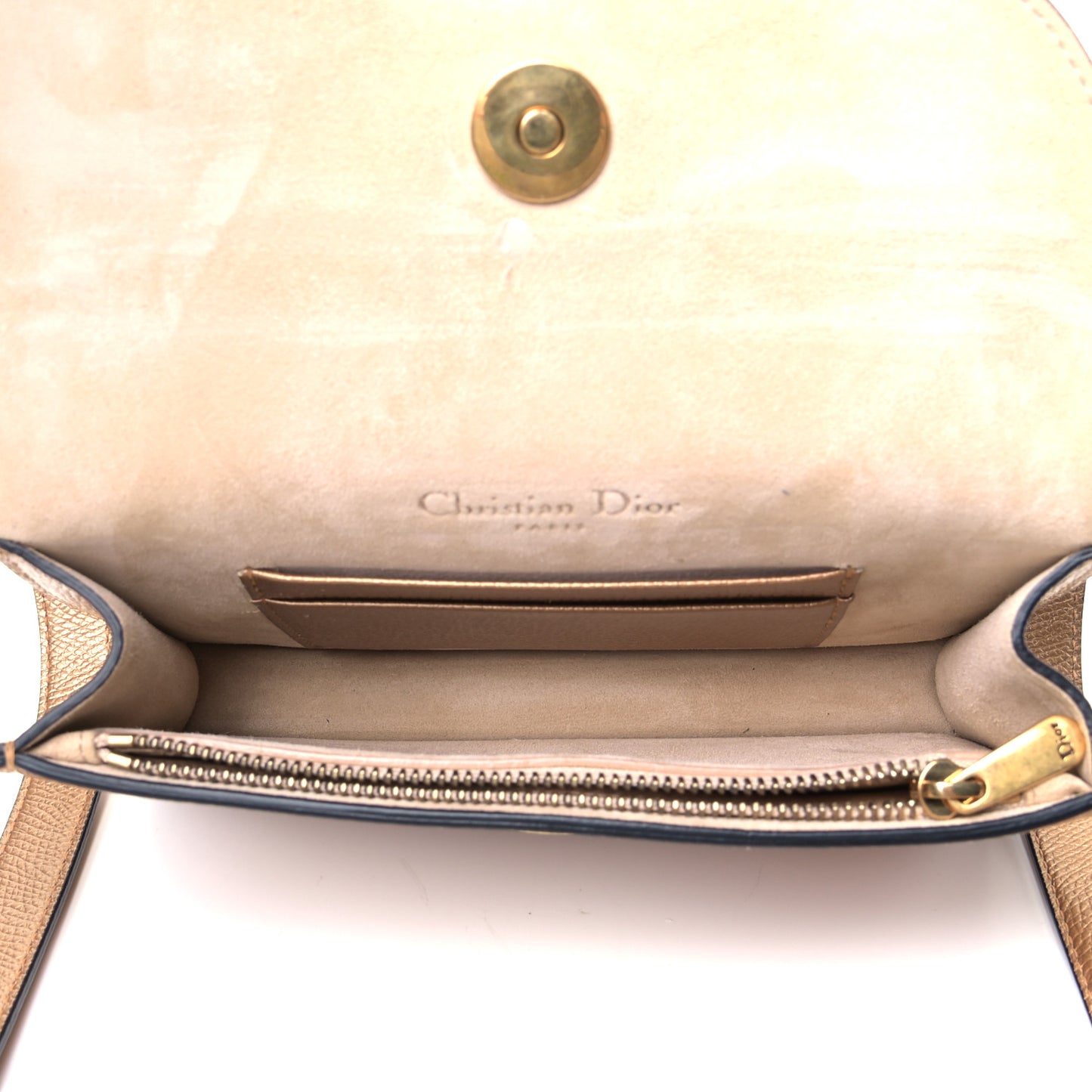 Metallic Grained Calfskin Saddle Belt Clutch Gold