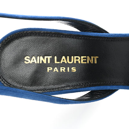Saint Laurent Kid Scamosciato Tribute 105 Open Toe Platform Sandals 35.5 Bleu Majorelle 7 of 8