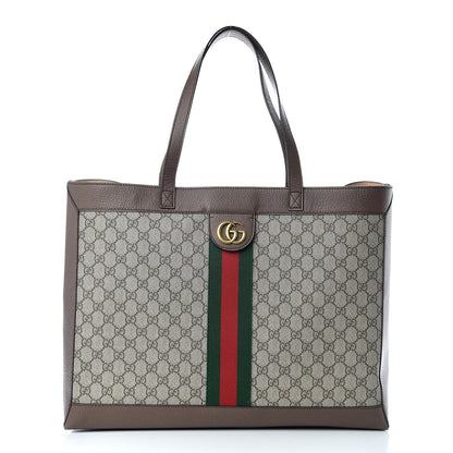 Gucci GG Supreme Monogram Web Ophidia Tote Brown 3 of 11