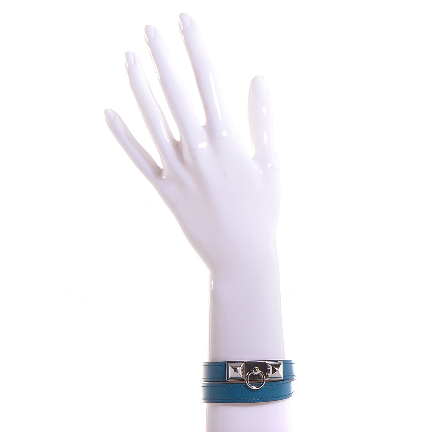 Veau Tadelakt Rivale Double Tour Bracelet Medium Bleu Izmir