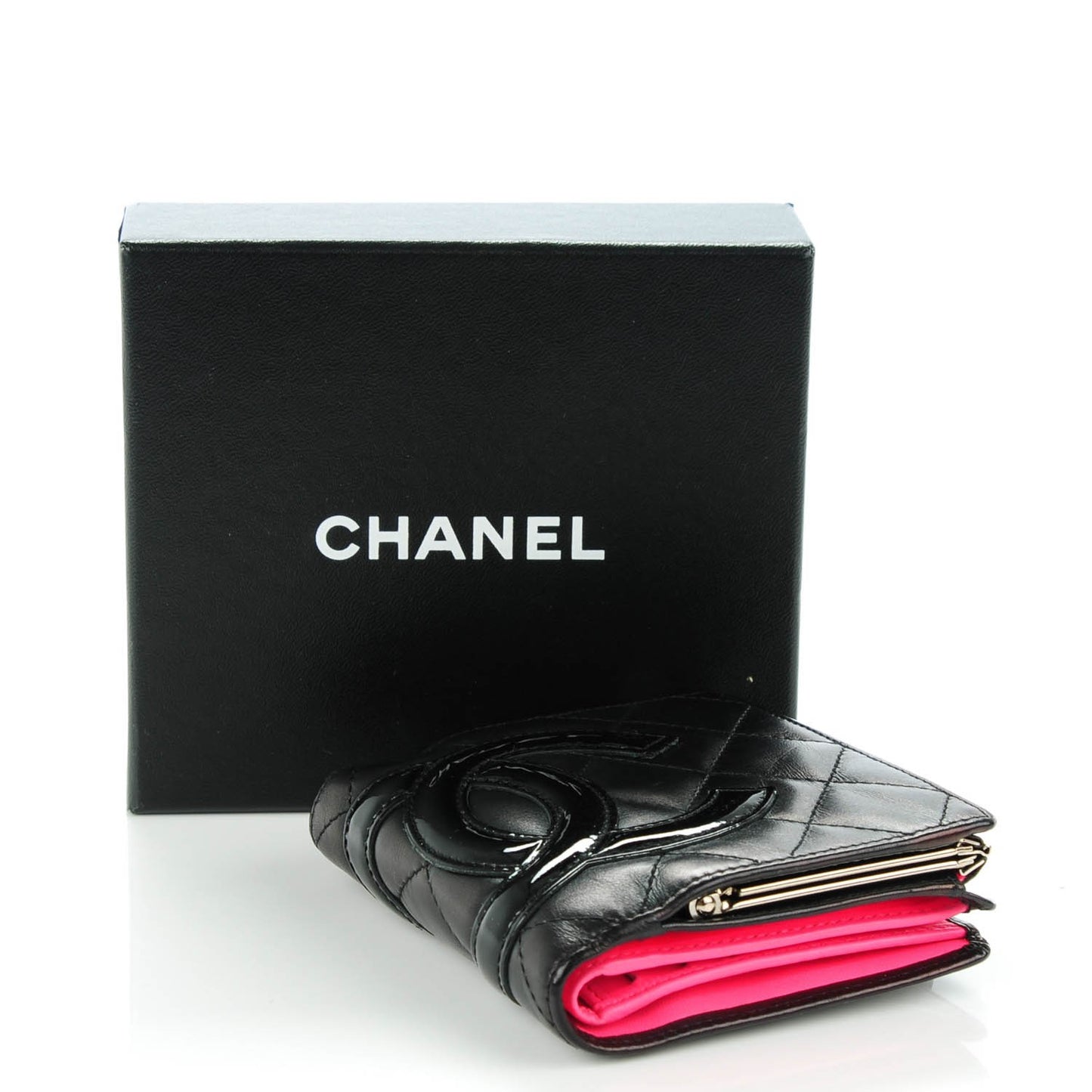 Calfskin Quilted Cambon Bi-Fold Wallet Black
