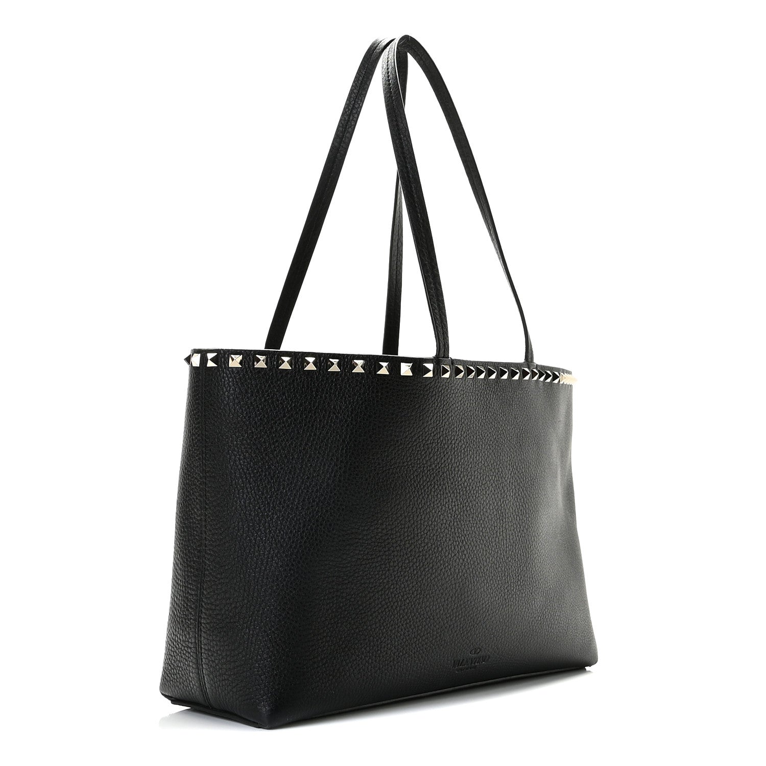Valentino Garavani Grained Calfskin Small Rockstud Shoulder Tote Black 2 of 8
