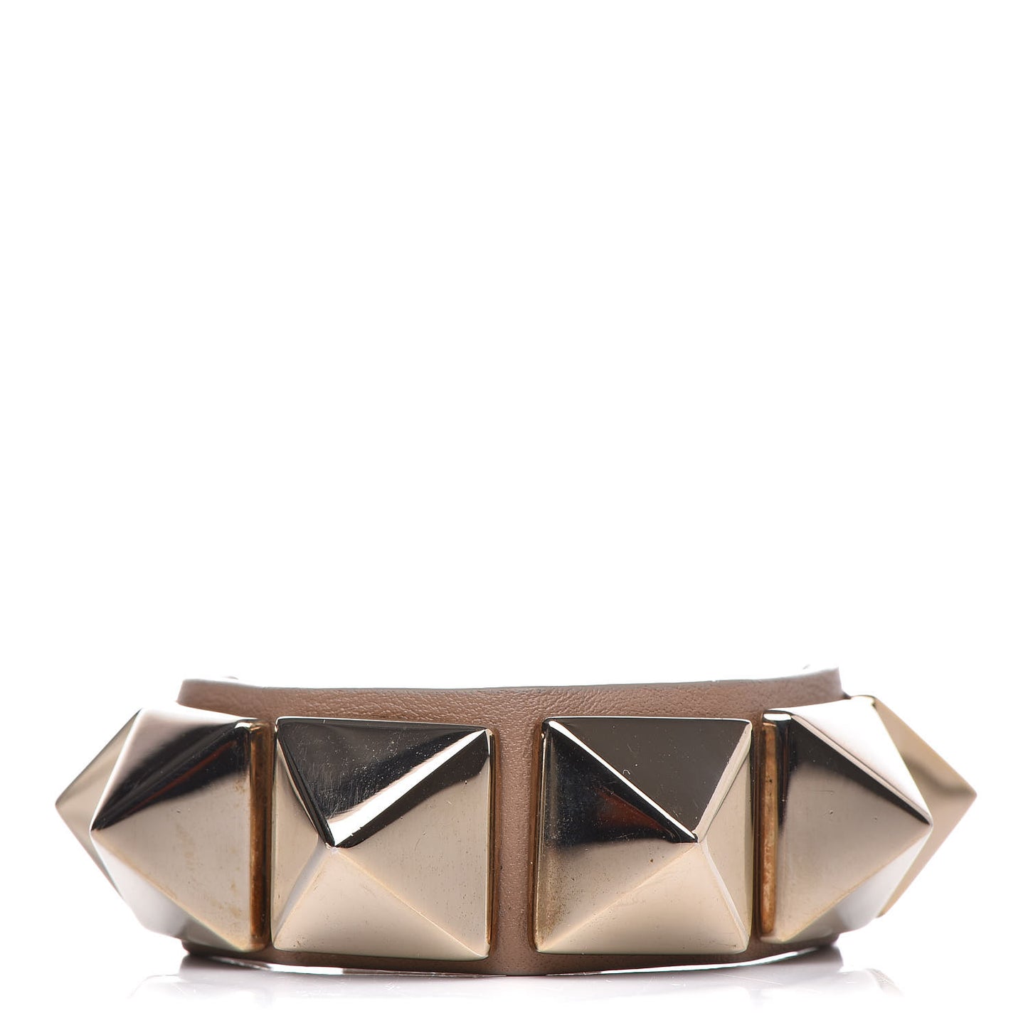 Calfskin Macro Rockstud Bracelet Tan