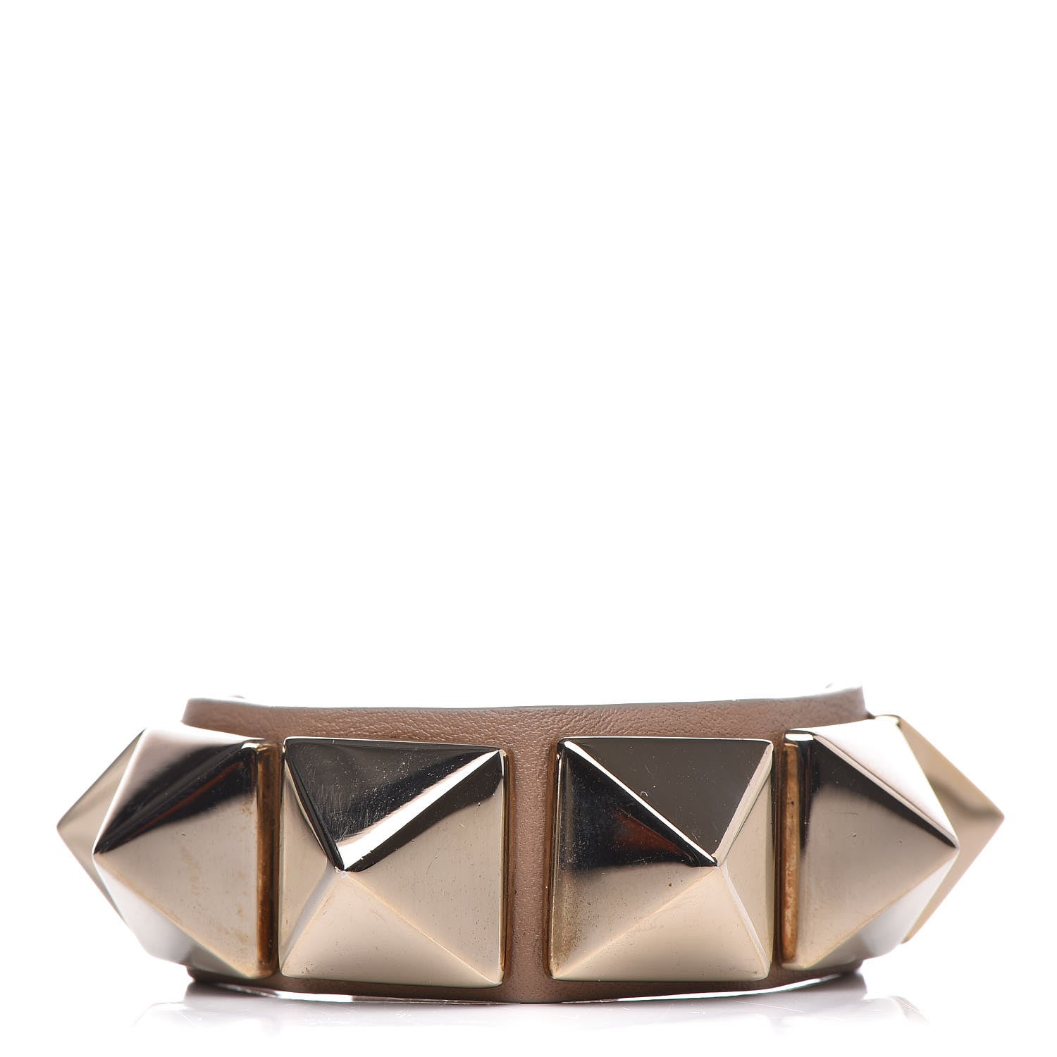 Valentino Garavani Calfskin Macro Rockstud Bracelet Tan 1 of 7