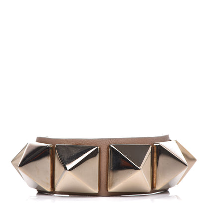 Valentino Garavani Calfskin Macro Rockstud Bracelet Tan 1 of 7