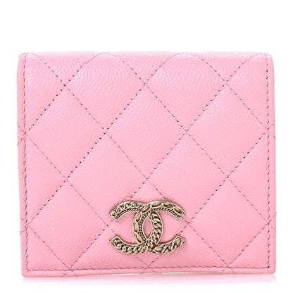 Chanel Caviar Quilted Multi Chain CC Compact Bifold Wallet Pink 1 of 9
