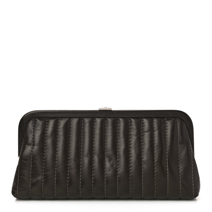 Chanel Lambskin Vertical Quilted Mademoiselle Clutch Dark Brown 1 of 10