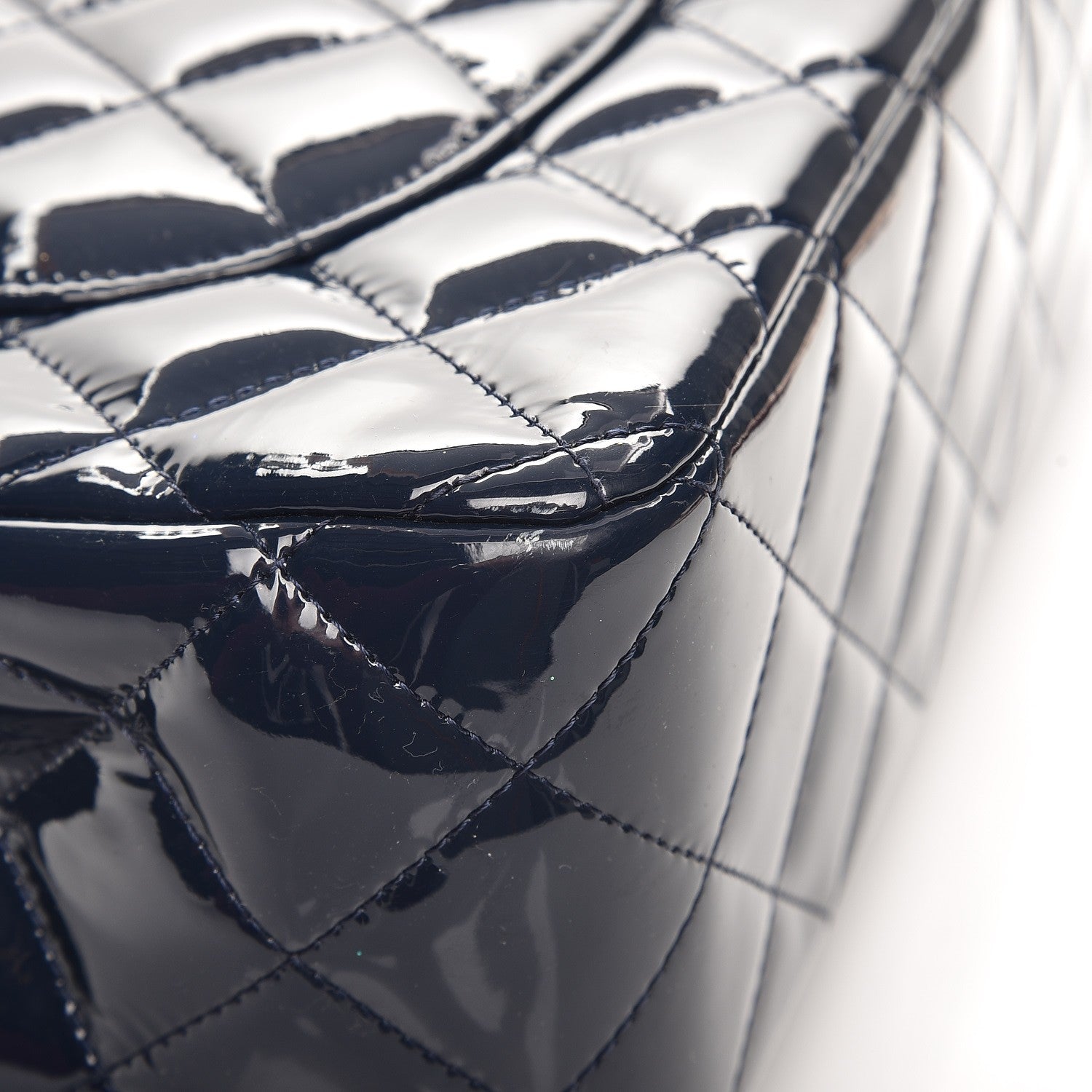 Chanel Patent Quilted Jumbo Double Flap Navy Blue 10 of 10
