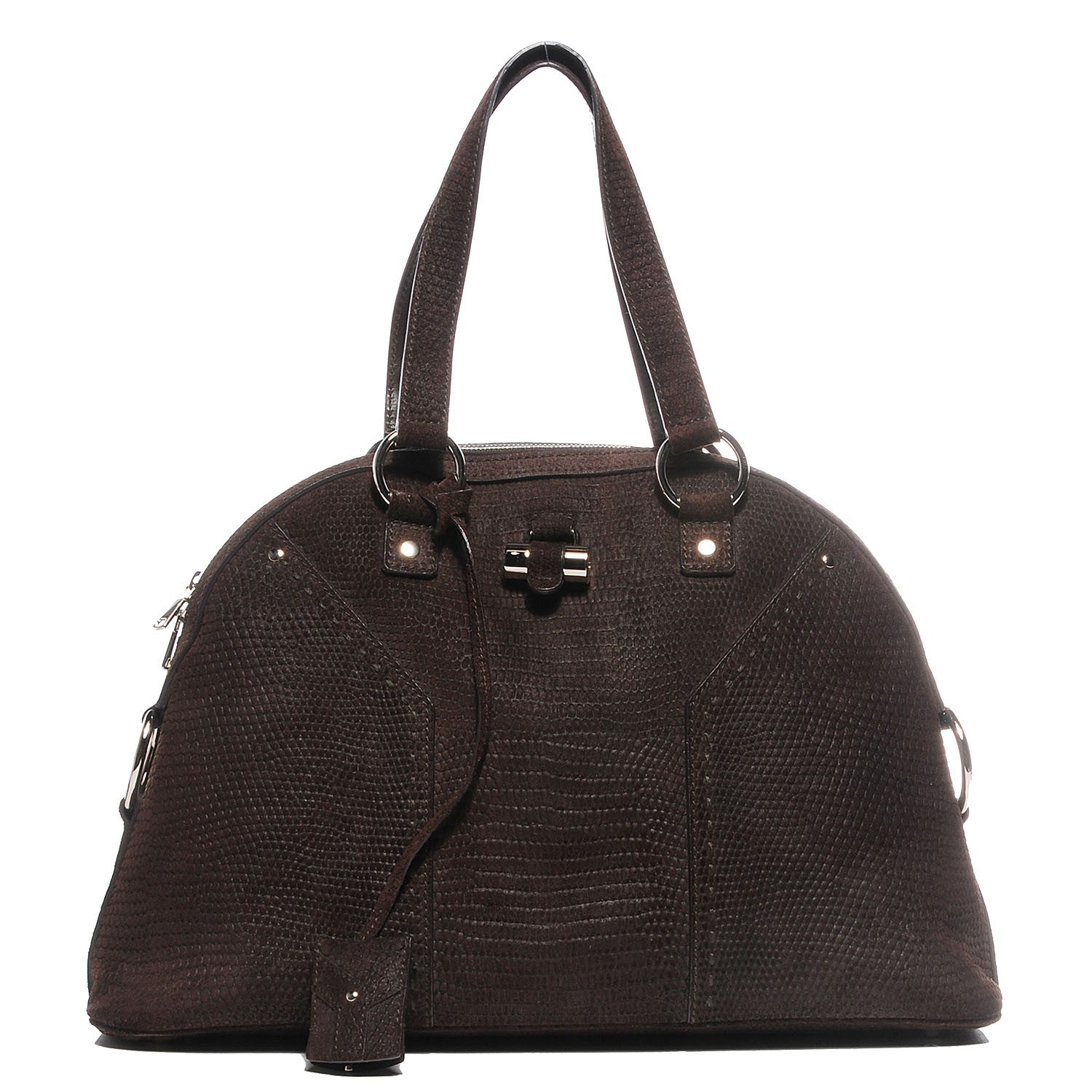 Saint Laurent Lizard Embossed Nubuck Large Muse Brown 1 of 7