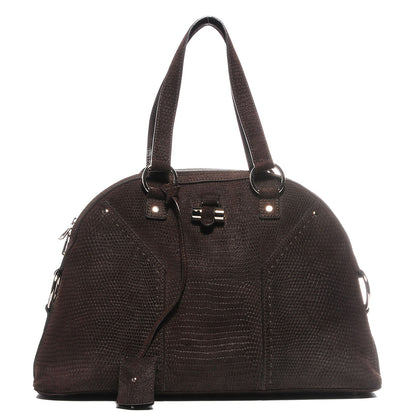 Saint Laurent Lizard Embossed Nubuck Large Muse Brown 1 of 7