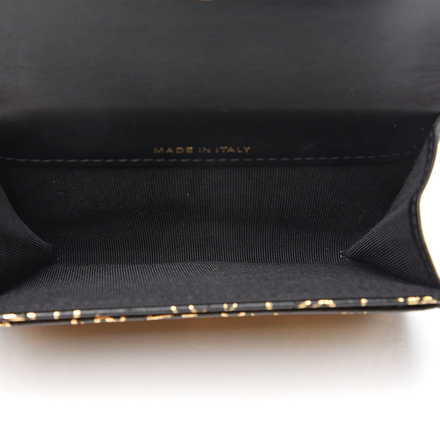 Calfskin Crocodile Embossed Graffiti Reissue Card Holder Wallet Black Gold
