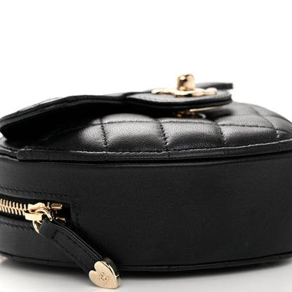 Chanel Lambskin Quilted CC In Love Heart Clutch With Chain Black 9 of 11