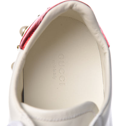 Gucci Calfskin Ayers Web Pearl Studded Womens Ace Sneakers 40.5 White 7 of 9