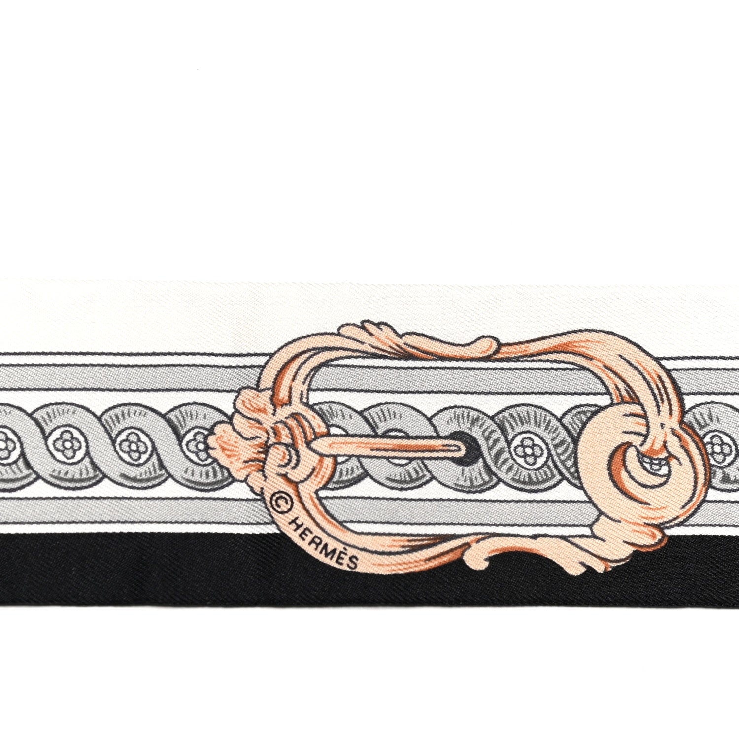 Hermes Silk Bride De Cour Twilly Black White Or Rose 4 of 4
