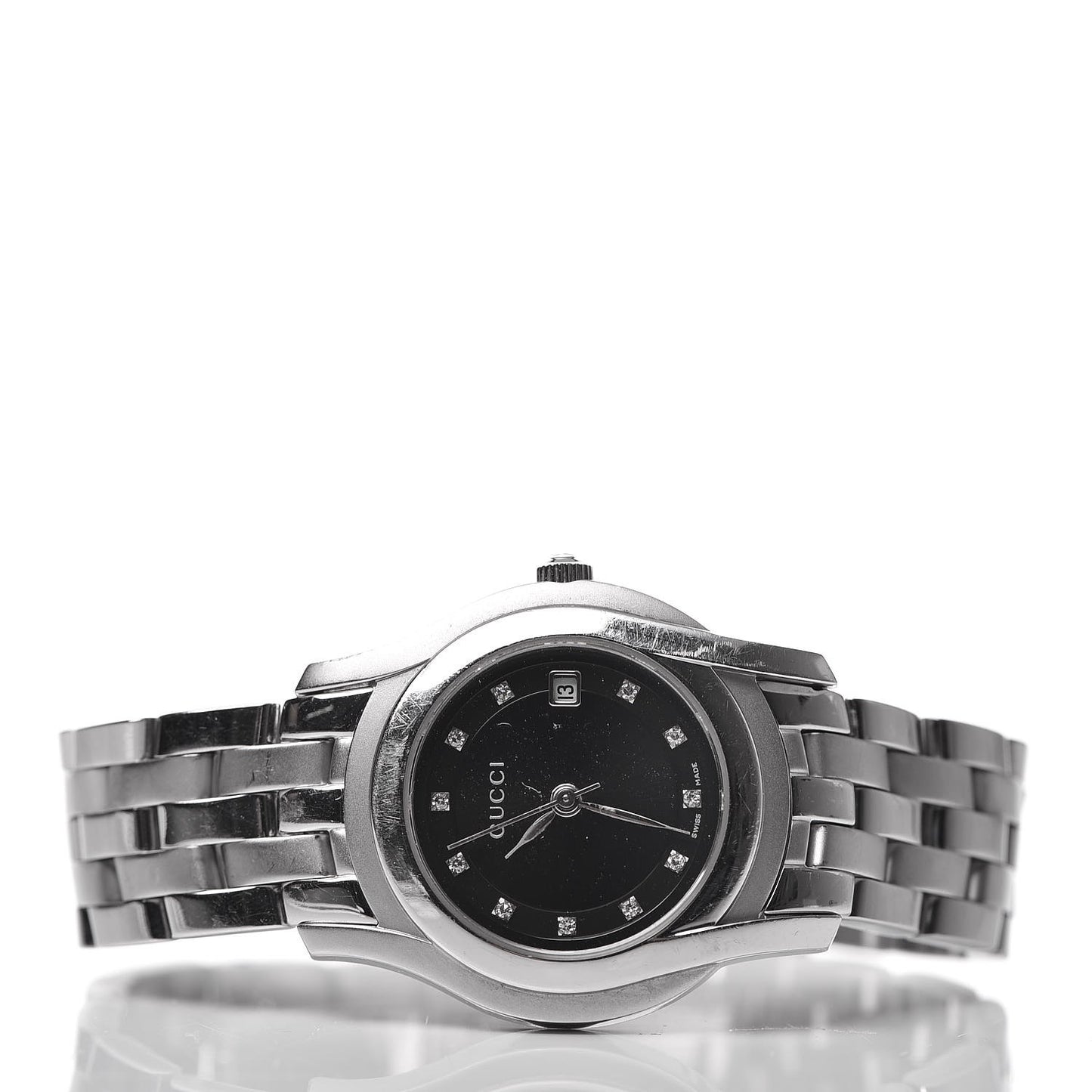 Stainless Steel Diamond 27mm 5500L Quartz Watch Black